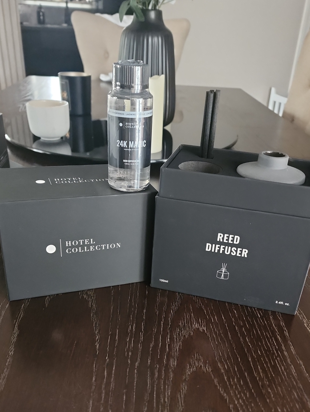 NIB Hotel Collection Matte Greyish Black Ceramic Reed Diffuser Set - Picture 3 of 5